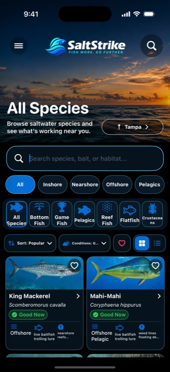 SaltStrike saltwater species guide on iPhone
